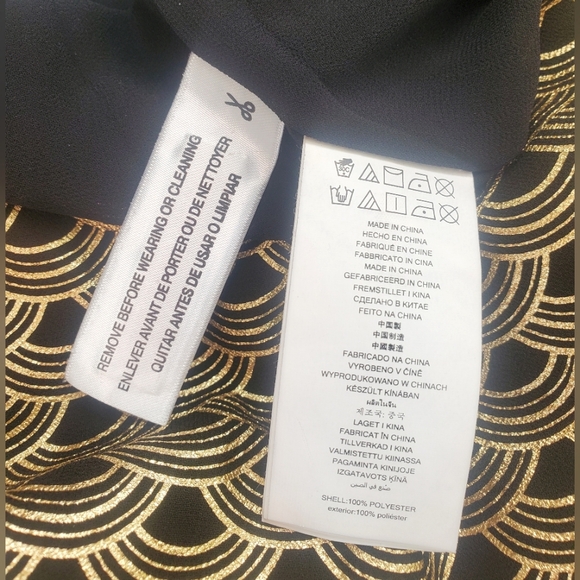 Michael Kors Chain Halter Dress Bergalia Black Gold Foil Art Deco Size Large - Picture 11 of 17